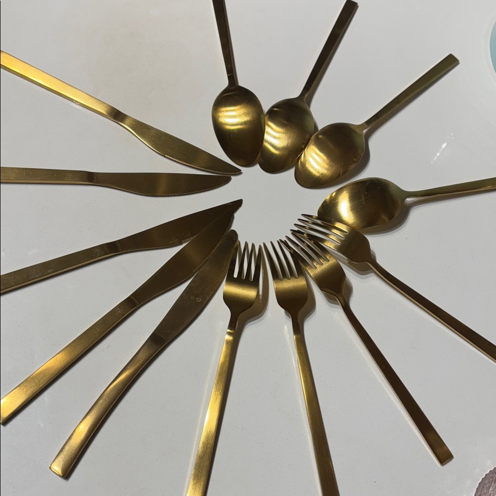 12-Piece Gold Spoon, Fork & Knife Set